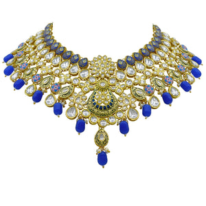 Gold Plated Kundan Floral Design Choker Necklace Set