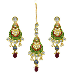 Gold Plated Kundan Floral Design Choker Necklace Set