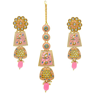 Gold Kundan Mina Jewellery Set