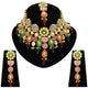 Sujwel Kundan and Meenakari with Floral Design Necklace Set (08-0115) - Sujwel