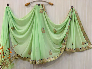 Pahi Green  Chiffon Saree