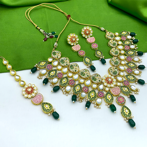 Kundan and Meenakari with Floral Design Necklace Set