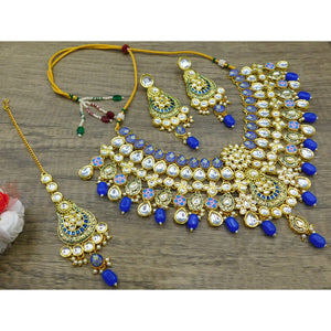 Gold Plated Kundan Floral Design Choker Necklace Set