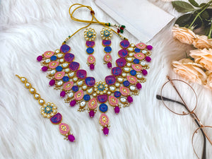 Kundan and Meenakari with Floral Design Necklace Set