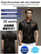 Men's summer loose iron-free casual short-sleeved silk shirt