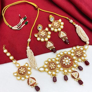 Gold Kundan Mina Jewellery Set