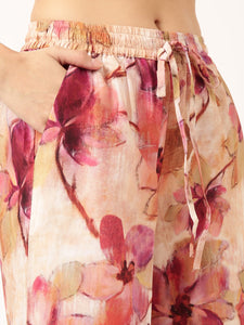 Muslin Coords- Beige & Pink Floral-Muslin Lounge-Bannoswagger