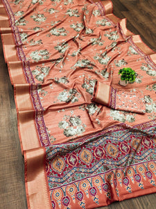 Beautiful Printed Rich Pallu & Jacquard Border Saree