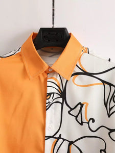 CORDS ORANGE HALF Design Mens Half Sleeves Premium Cords Cotton Material