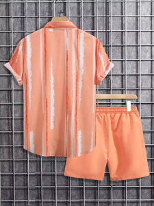 CORDS ORANGE LINE Design Mens Half Sleeves Premium Cords Cotton Material