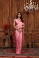 Pink And Black Designer Mulmul Soft Silk Ready To Wear Pink Color Saree With Designer Koti