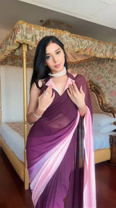 READY TO WEAR PURPLE TRENDY 1-MINUTE GEORGETTE SAREE