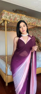 READY TO WEAR PURPLE TRENDY 1-MINUTE GEORGETTE SAREE