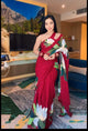 Cherry Red 1-Minute Ready To Wear Georgette Saree