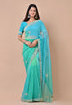 Indriya Blue & Green  Chiffon Saree