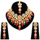 Sujwel Kundan and Meenakari with Floral Design Necklace Set (08-0115) - Sujwel