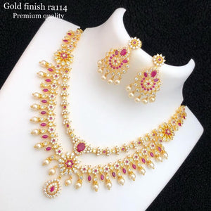 Gold Finished Pearl Necklace