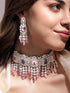 chandicharm Silver Pink And Lavender Stones And Aaa Cz Studded Choker Set