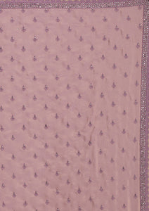 Lavender Silver Stonework Crepe Saree-Koskii