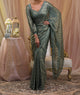 Sea Green Silver Stonework Crepe Saree-Koskii