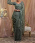 Sea Green Stonework Crepe Designer Saree