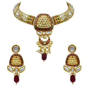 Imitation Hathi Dant Gold Necklace Set