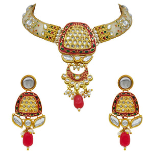 Imitation Hathi Dant Gold Necklace Set