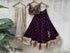 Wine Velvet Embroidered Lehenga Set Semi-Stitched)
