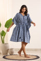 Indigo  Pure Cotton Floral Printed Kaftan Nightdress