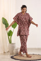 Red  Cotton Printed Kaftan and Pajama Set