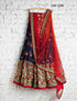 Navy Blue & Red Admirable Semi-Stitched Lehenga Choli With Dupatta