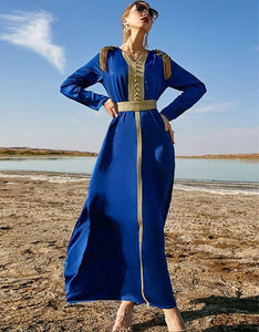 Moroccan style katan Floor Length Dress Abayas For Islamic Women