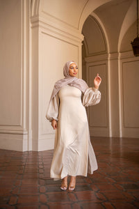 Saya Balloon Sleeve Abaya - Taupe Sand