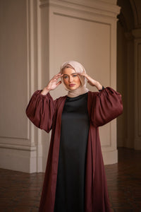 Saya Balloon Sleeve Abaya - Berry Red