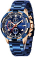 JUBNU TIME-DESIGNER  BIG DADDY   BLUE  DIAL WITH BROWN  BELT MEN'S WATCH -0111