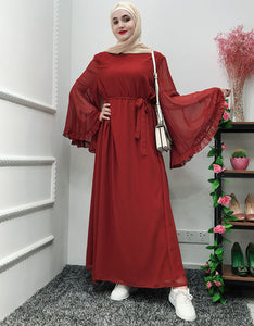 Elegant Caftan Corset Dress with Hijab and Belt for Women