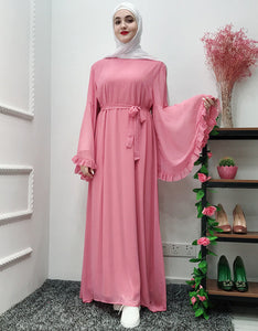 Elegant Caftan Corset Dress with Hijab and Belt for Women