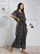 Black Cotton Ethnic Print Kaftan Maxi Dress