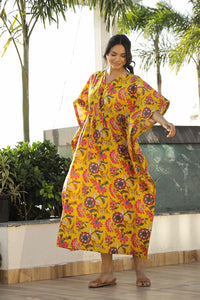 Yellow Printed Kaftan Loungewear