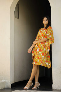 Mustard Printed Kaftan Loungewear