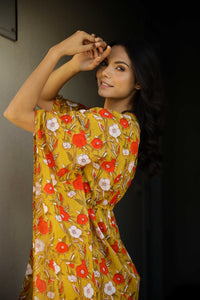 Mustard Printed Kaftan Loungewear