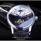 JUBNU TIME-WATERPROOF Tourbillon Blue Automatic Men Watch Mechanical Moon Phase Genuine Leather