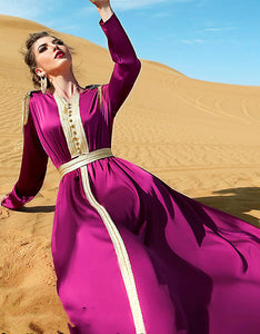 Moroccan style katan Floor Length Dress Abayas For Islamic Women