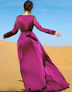 Moroccan style katan Floor Length Dress Abayas For Islamic Women