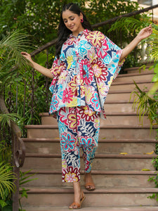 Multi-color floral Kaftan sleep  Set