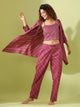 MYSTIC MAROON Bhandej Cotton 3 peice Co-ord set