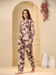 Brown Printed Full sleeves Cotton Night suit