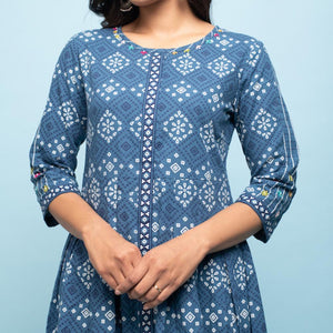 Rang Deep Women Set of Indigo Cotton Kurta with Palazzo