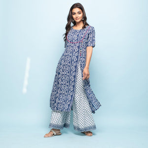 Rang Deep Women Set of Indigo Cotton Kurta with Palazzo