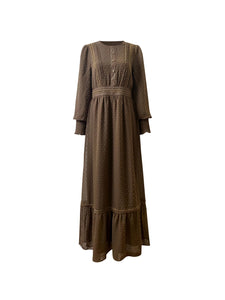 Husna Embossed Maxi - Dark Chocolate